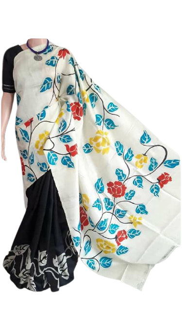 Pure Tussar Silk print saree
