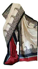 Pure Tussar Silk print saree