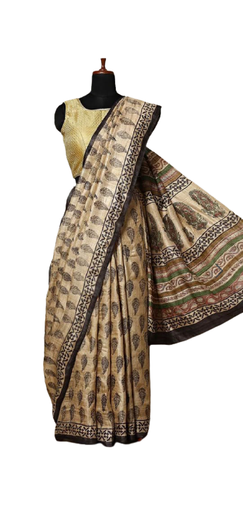 Pure Tussar Silk print saree