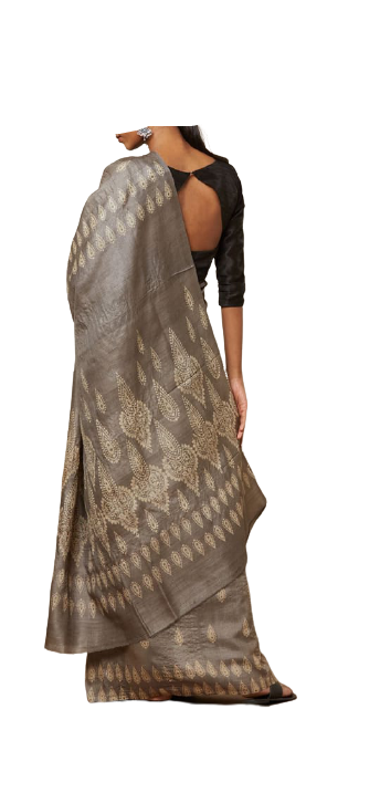 Pure Tussar Silk print saree