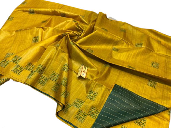 Tussar Desi Kora Silk Saree M J HANDLOOMS