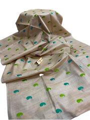Tussar Desi Kora Silk Saree M J HANDLOOM
