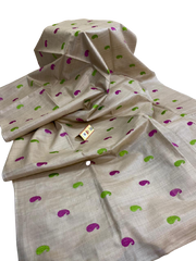 Tussar Desi Kora Silk Saree M J HANDLOOM