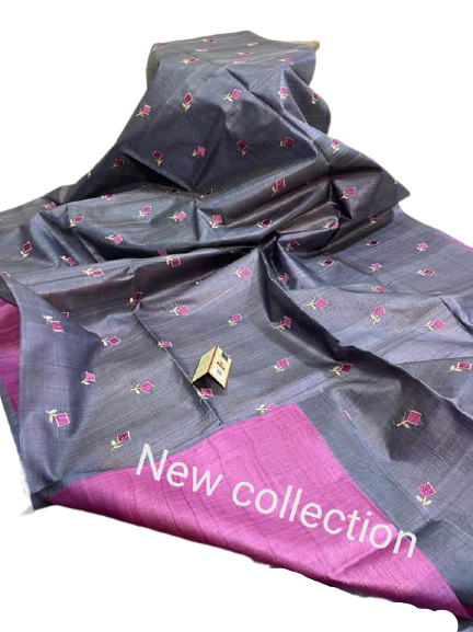 Tussar Silk Embroidery Saree SILK ZONE