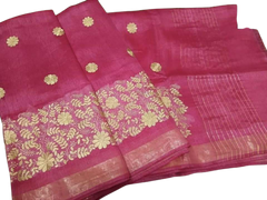 Silk Linen Embroidery Saree M J HANDLOOM
