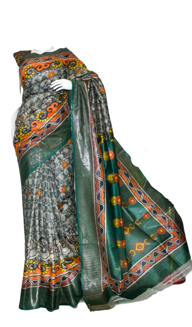 Pure Tussar Silk print saree