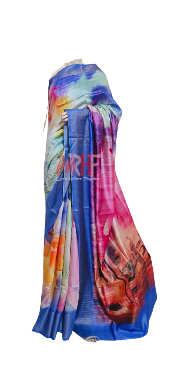 Pure Tussar Silk print saree