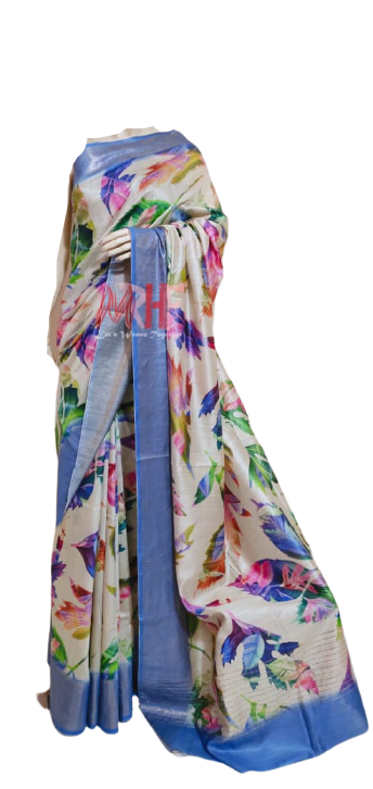 Pure Tussar Silk print saree