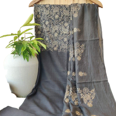 Pure Tussar Munga Embroidery Silk Suit M J HANDLOOMS