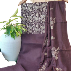 Pure Tussar Munga Embroidery Silk Suit M J HANDLOOMS