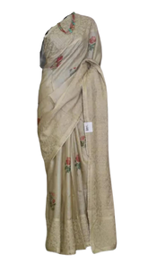 Tussar Silk Hand Embroidery Cutwork M J HANDLOOMS