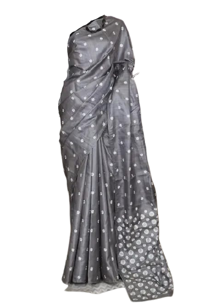 Tussar Silk Hand Embroidery Cutwork M J HANDLOOMS