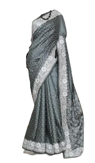 Tussar Silk Hand Embroidery Cutwork M J HANDLOOMS