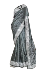 Tussar Silk Hand Embroidery Cutwork M J HANDLOOMS