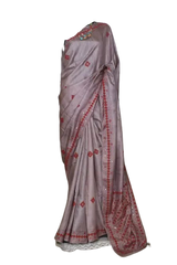 Tussar Silk Hand Embroidery Cutwork M J HANDLOOMS