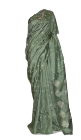 Tussar Silk Hand Embroidery Cutwork M J HANDLOOMS