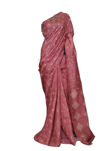 Tussar Silk Hand Embroidery Cutwork M J HANDLOOMS