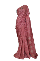 Tussar Silk Hand Embroidery Cutwork M J HANDLOOMS