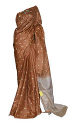 Ghicha Tussar Silk Hand Embroidery Saree M J HANDLOOMS