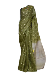 Ghicha Tussar Silk Hand Embroidery Saree M J HANDLOOMS
