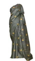 Ghicha Tussar Silk Hand Embroidery Saree M J HANDLOOMS