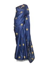 Ghicha Tussar Silk Hand Embroidery Saree M J HANDLOOMS