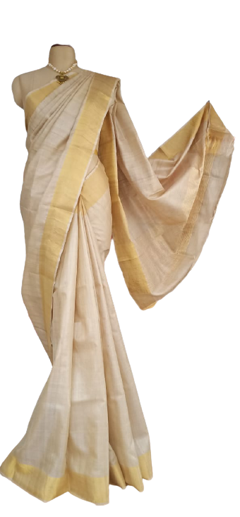 Tussar Kosa Silk Plane Saree M J HANDLOOMS