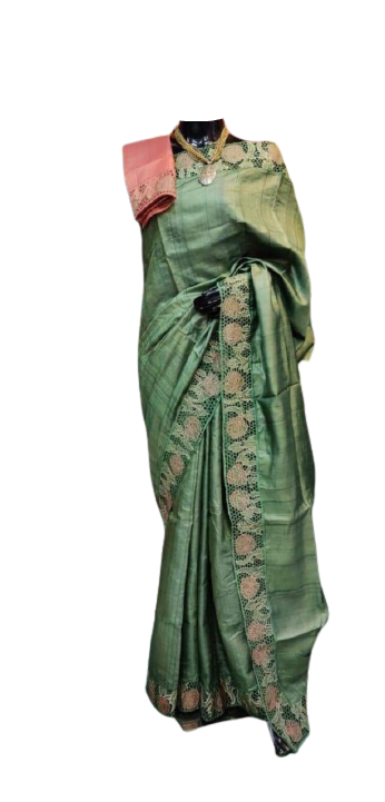 Tussar Silk Hand Embroidery Cutwork SILK ZONE