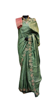 Tussar Silk Hand Embroidery Cutwork SILK ZONE