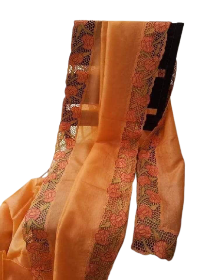 Tussar Silk Hand Embroidery Cutwork SILKZONE