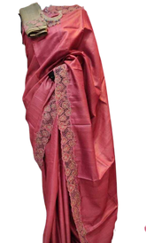 Tussar Silk Hand Embroidery Cutwork SILK ZONE