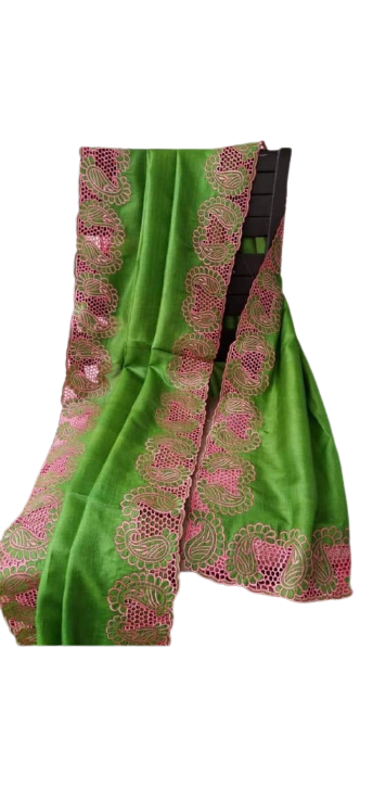 Tussar Silk Hand Embroidery Cutwork SILKZONE