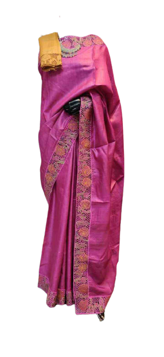 Tussar Silk Hand Embroidery Cutwork SILK ZONE