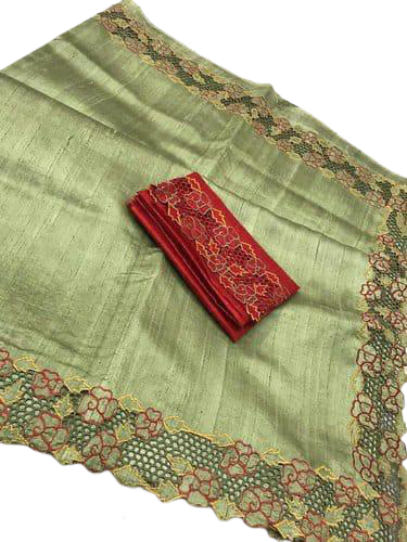 Tussar Silk Hand Embroidery Cutwork SILKZONE