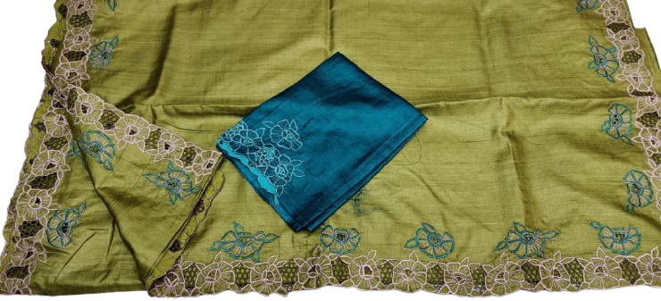 Tussar Silk Hand Embroidery Cutwork SILKZONE