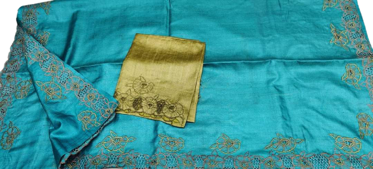 Tussar Silk Hand Embroidery Cutwork SILKZONE