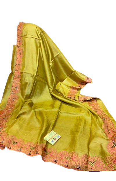 Tussar Silk Hand Embroidery Cutwork SILKZONE