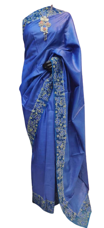 Tussar Silk Hand Embroidery Cutwork SILKZONE