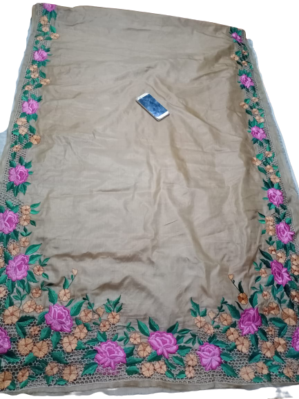 Tussar Silk Hand Embroidery Cutwork SILKZONE