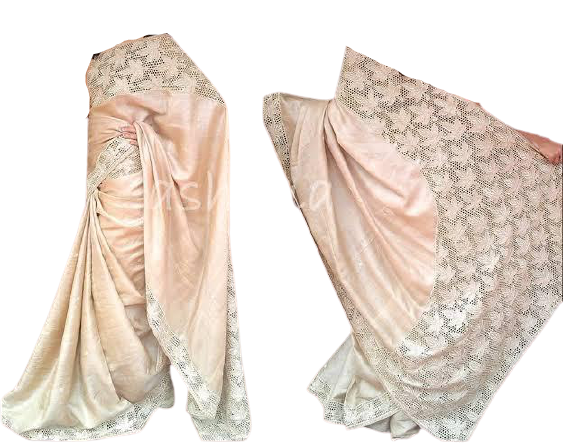 Tussar Silk Hand Embroidery Cutwork SILKZONE