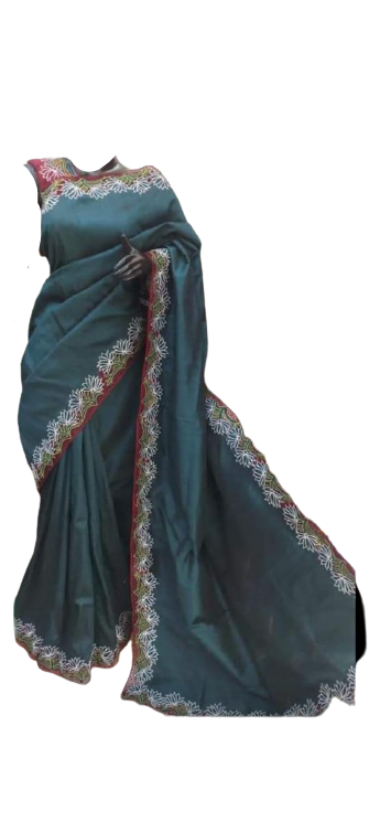 Tussar Silk Hand Embroidery Cutwork SILKZONE