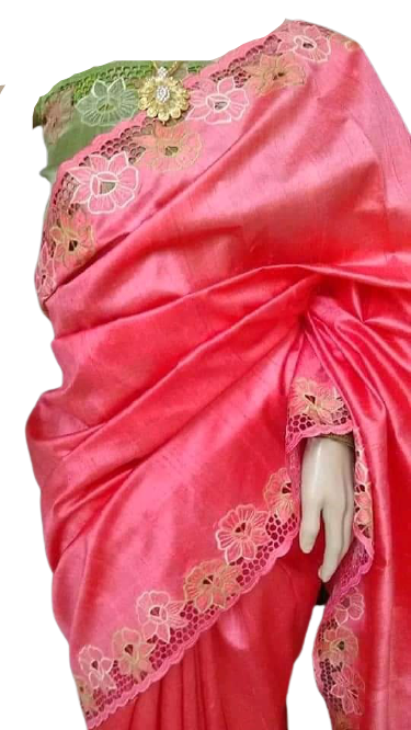 Tussar Silk Hand Embroidery Cutwork SILKZONE