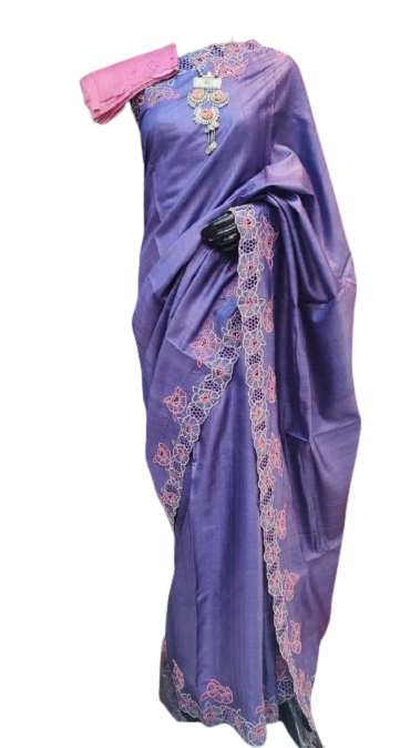 Tussar Silk Hand Embroidery Cutwork SILKZONE