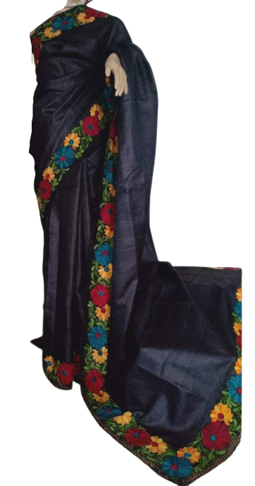 Tussar Silk Hand Embroidery Cutwork SILKZONE