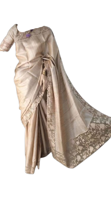 Tussar Silk Hand Embroidery Cutwork SILKZONE