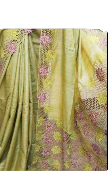Tussar Silk Hand Embroidery Cutwork SILKZONE