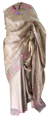 Tussar Silk Hand Embroidery Cutwork SILKZONE