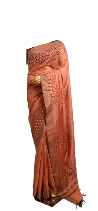 Tussar Silk Hand Embroidery Cutwork SILKZONE