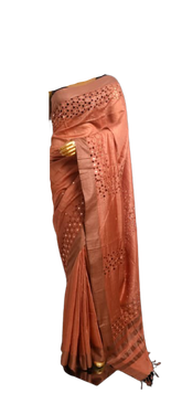 Tussar Silk Hand Embroidery Cutwork SILKZONE