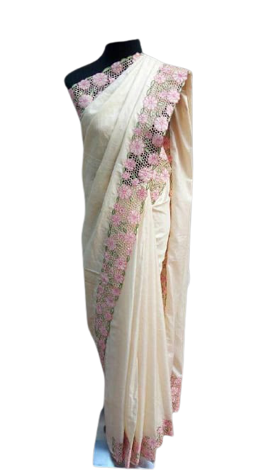 Tussar Silk Hand Embroidery Cutwork SILKZONE